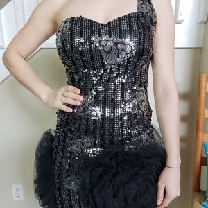 Black and silver cocktail dress Miss Minuet size S